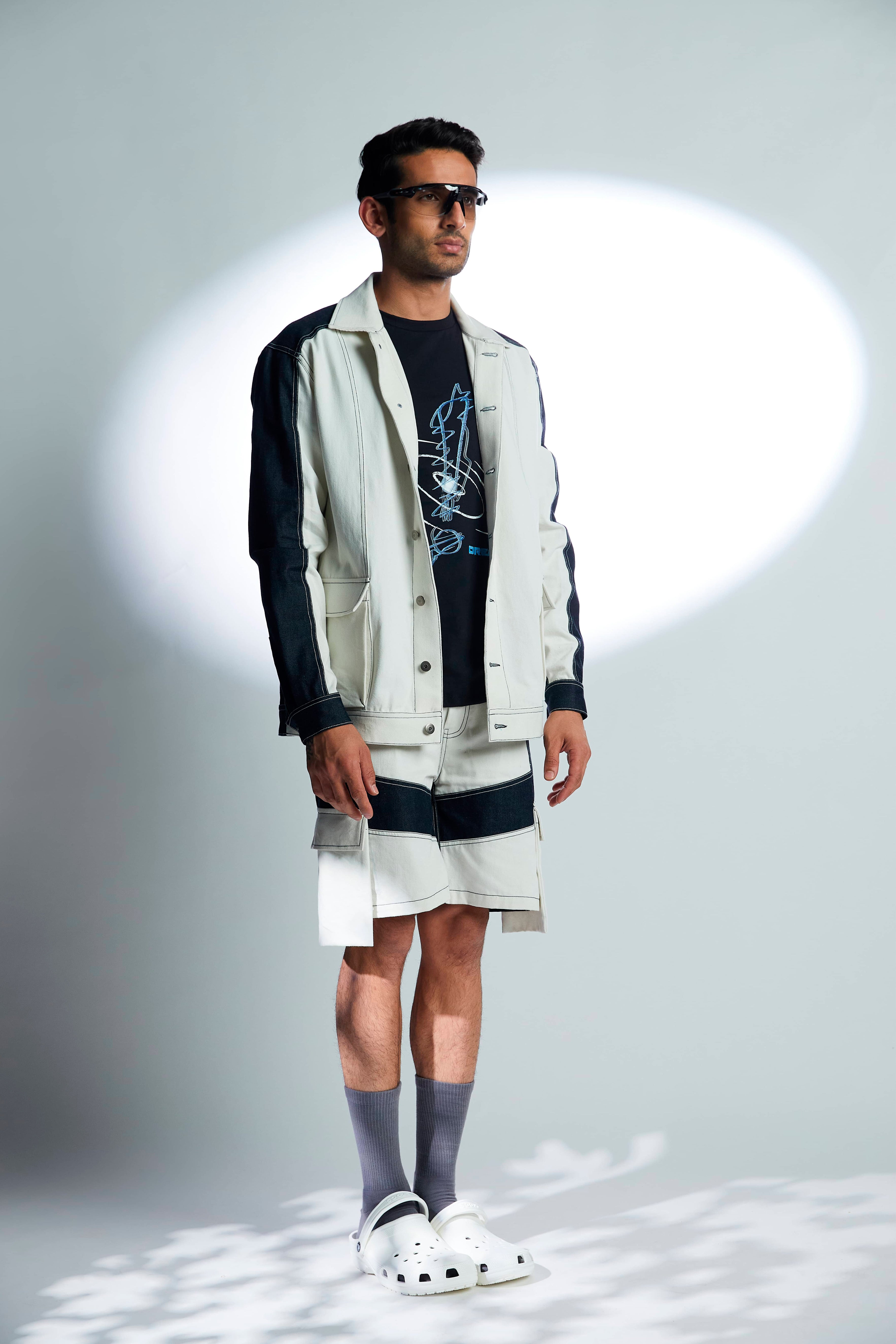 Two-tone Denim Shorts