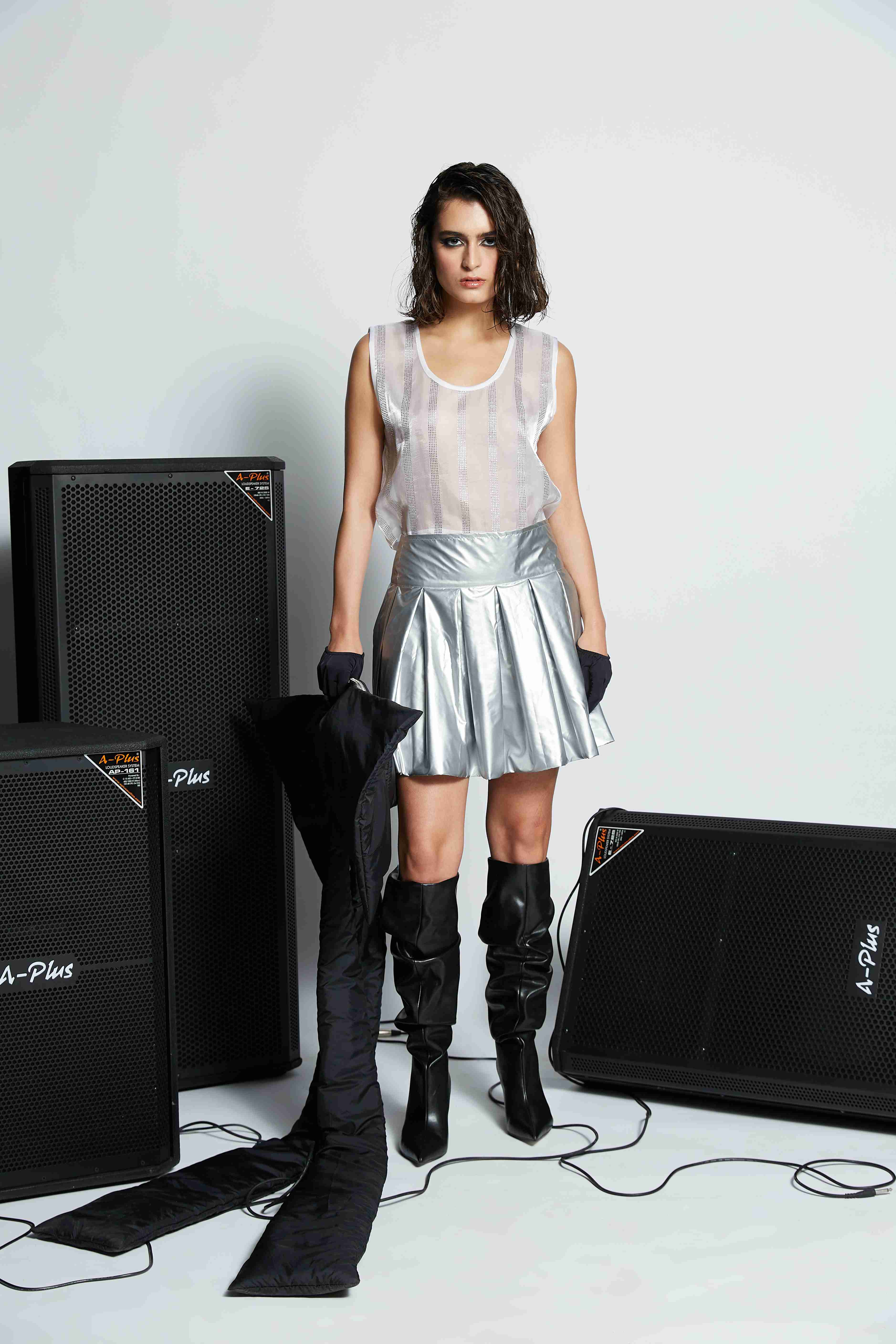 'Beat It' Rhinestones Sheer Top for Women