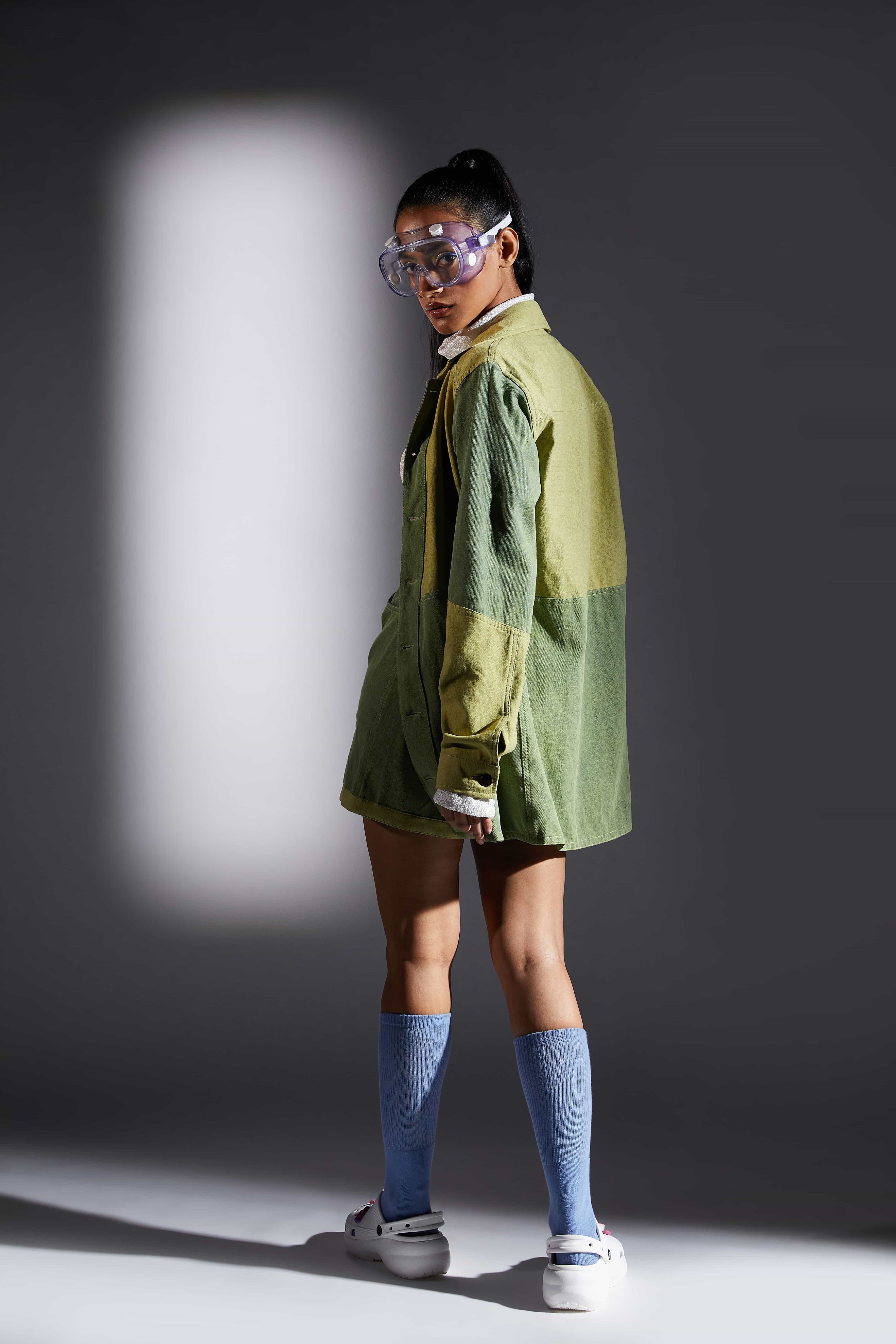 Long Two-tone Denim Jacket