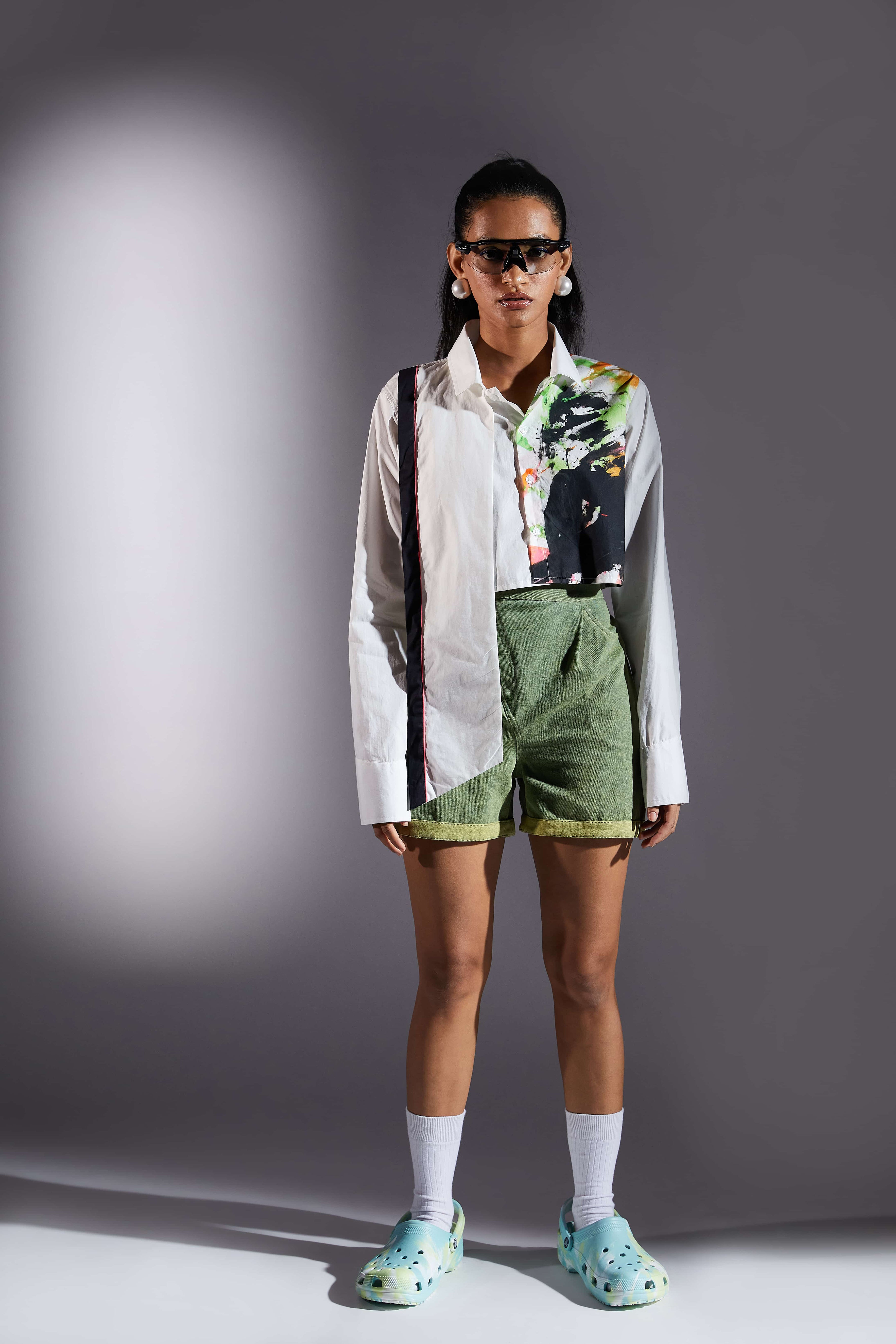 Brush Stroke Crop Shirt