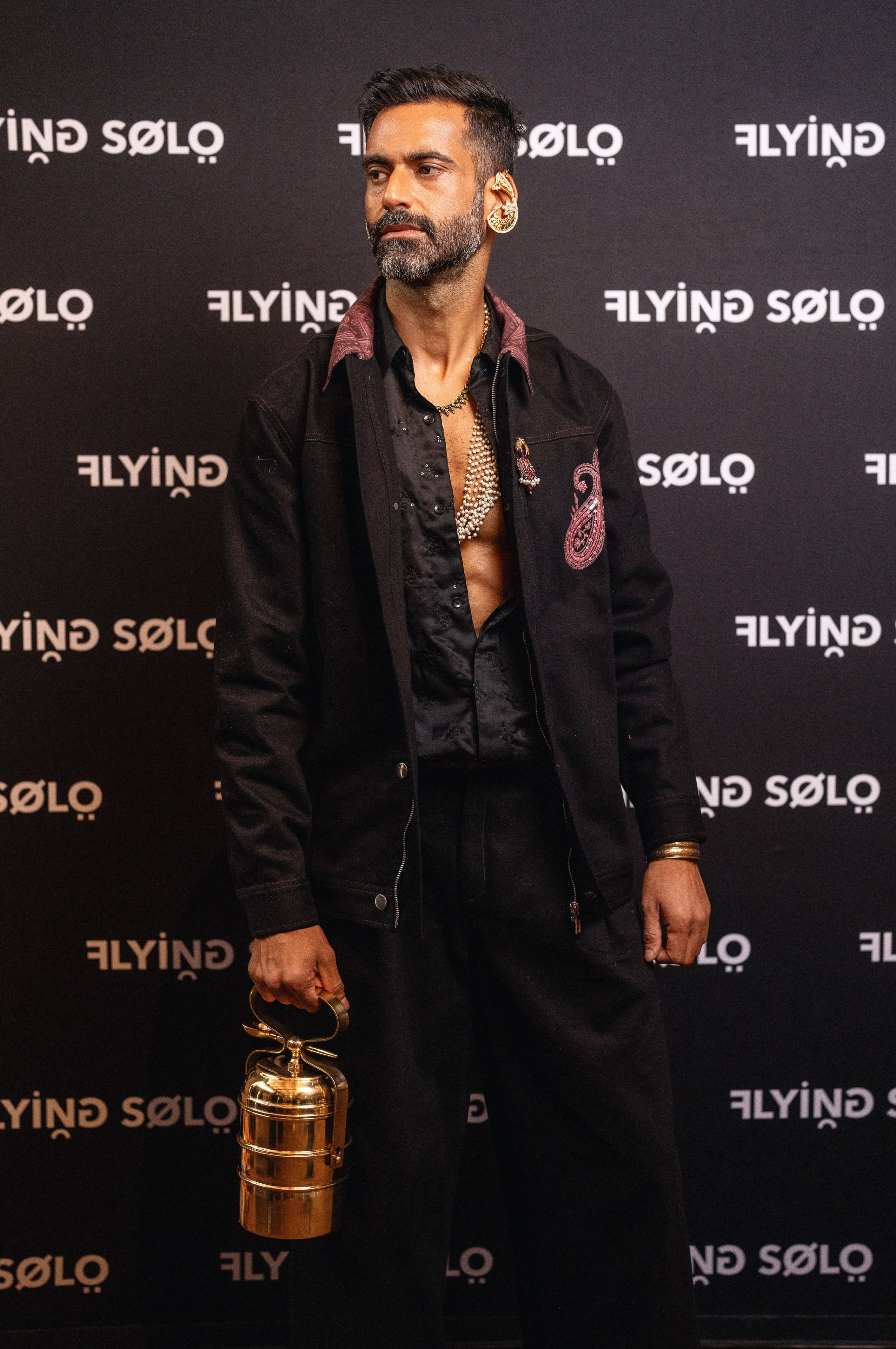 Black All-Over Embroidered Shirt