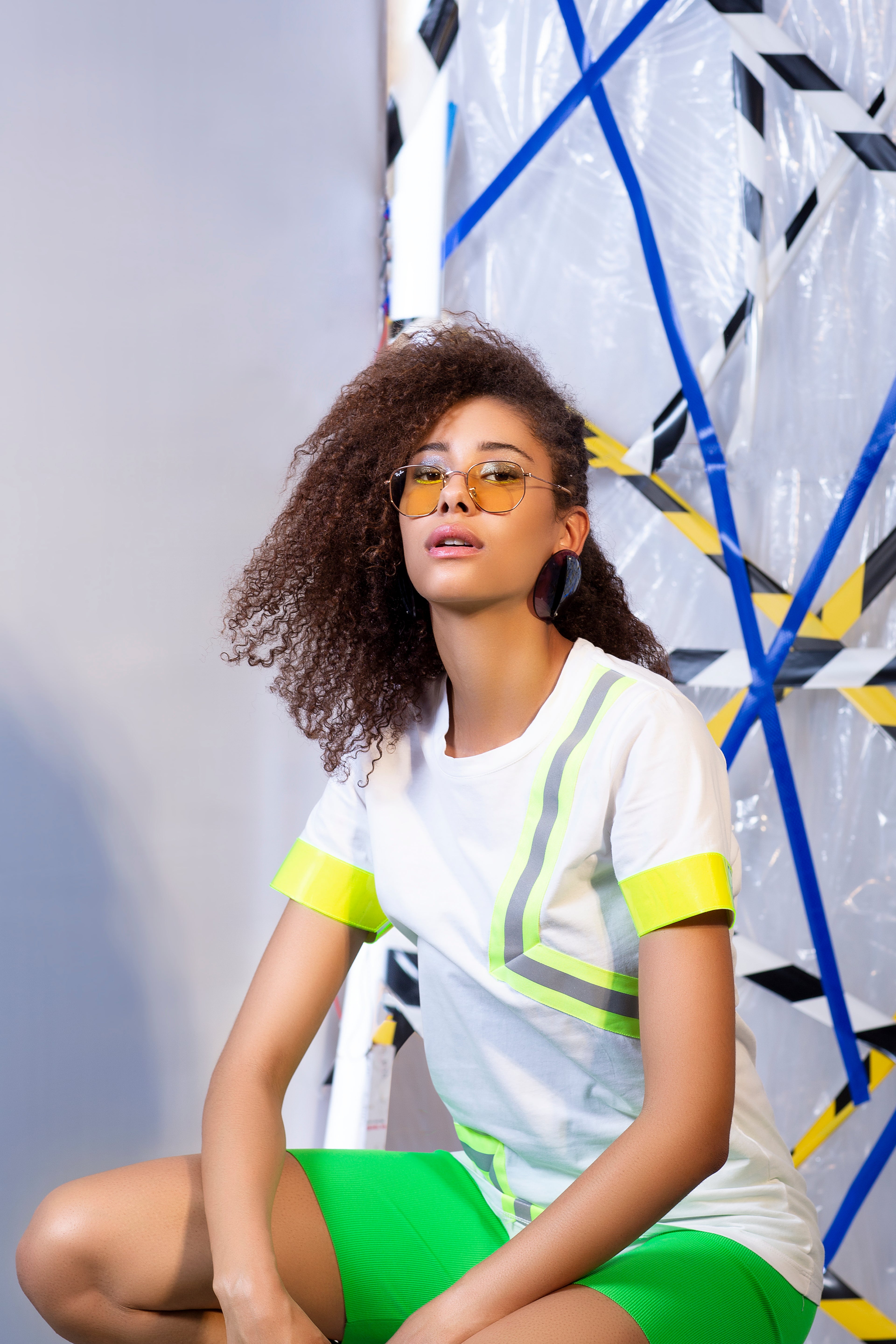 Unisex Neon Green Zig Zack Tshirt
