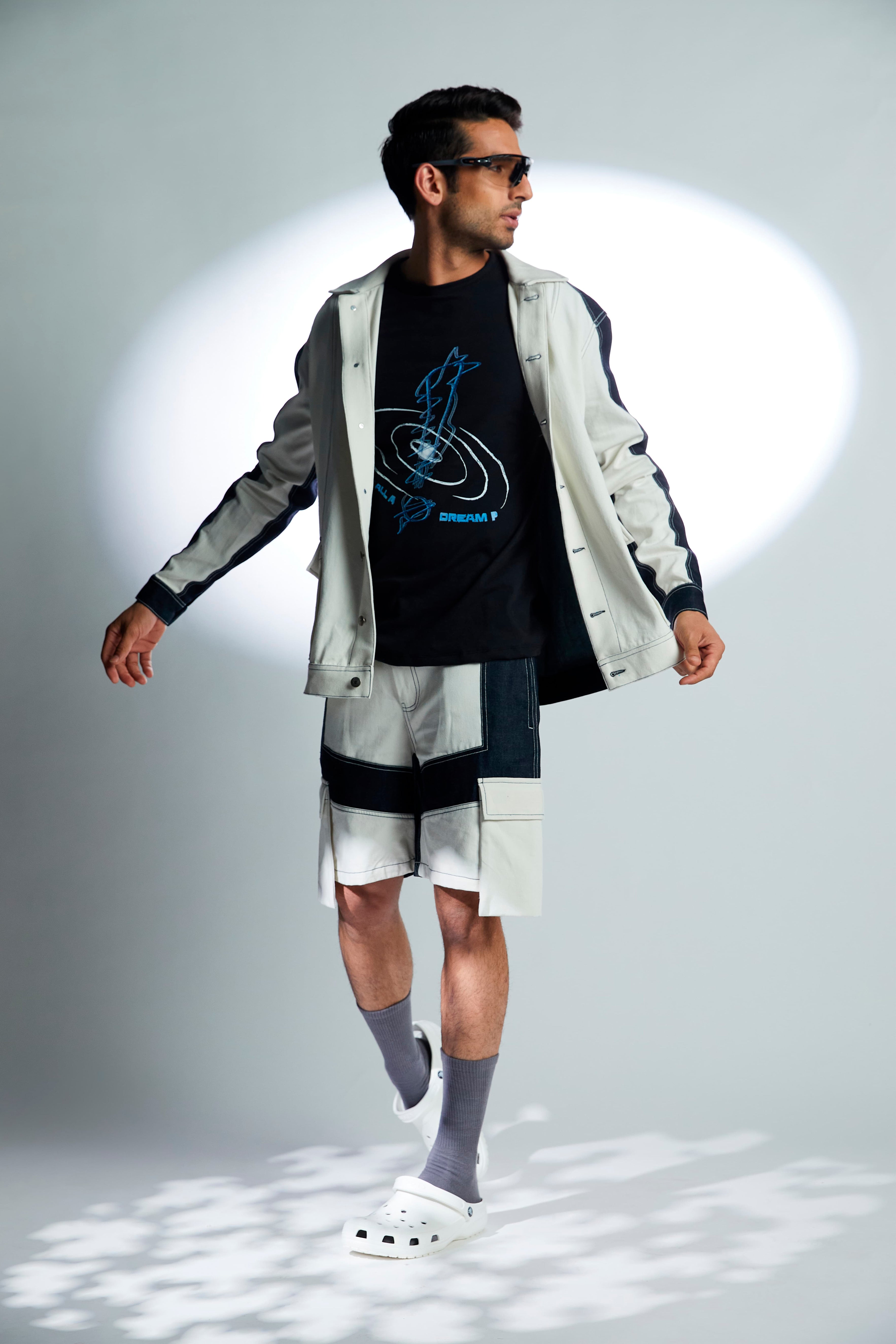 Two-tone Denim Shorts