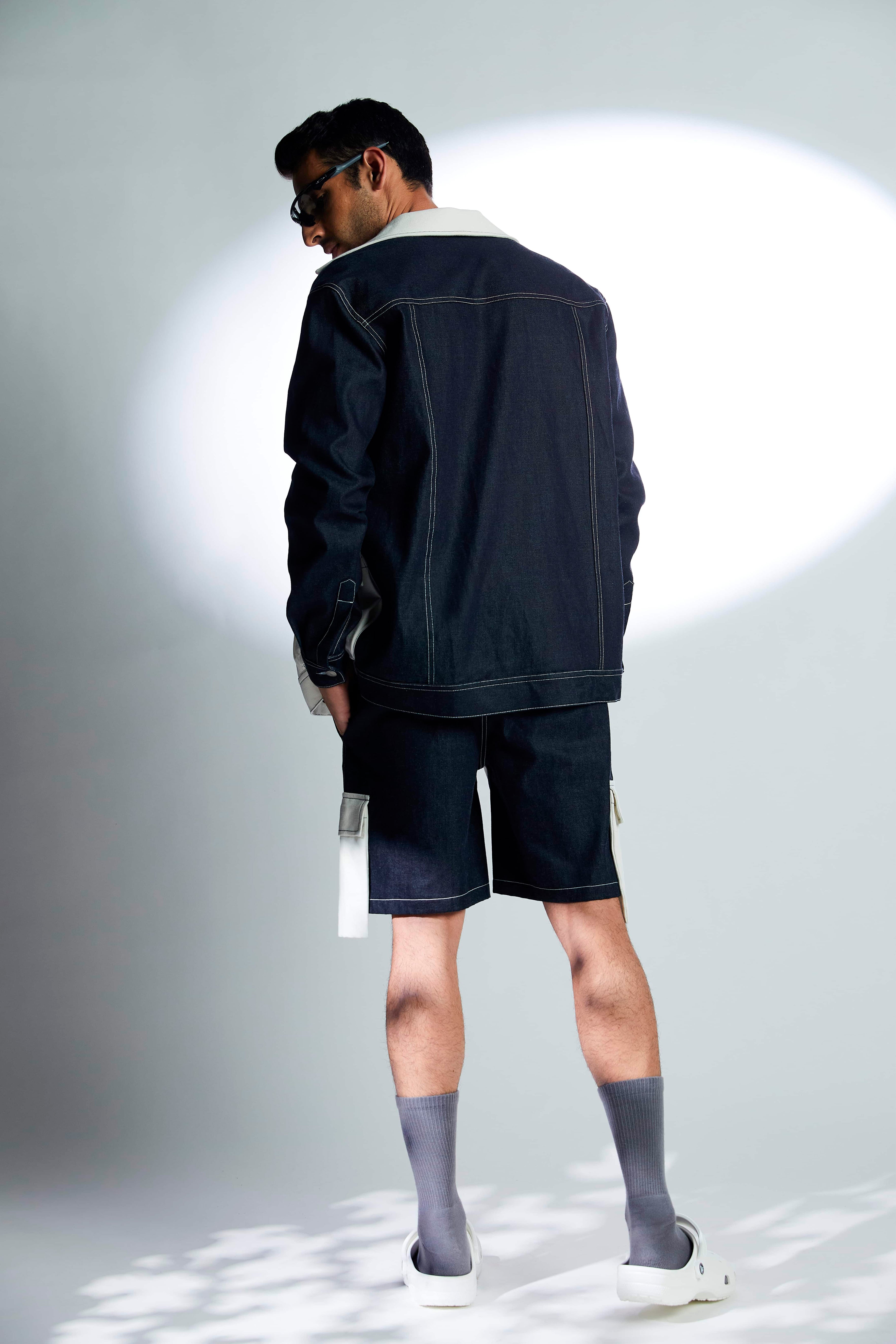 Two-tone Denim Shorts