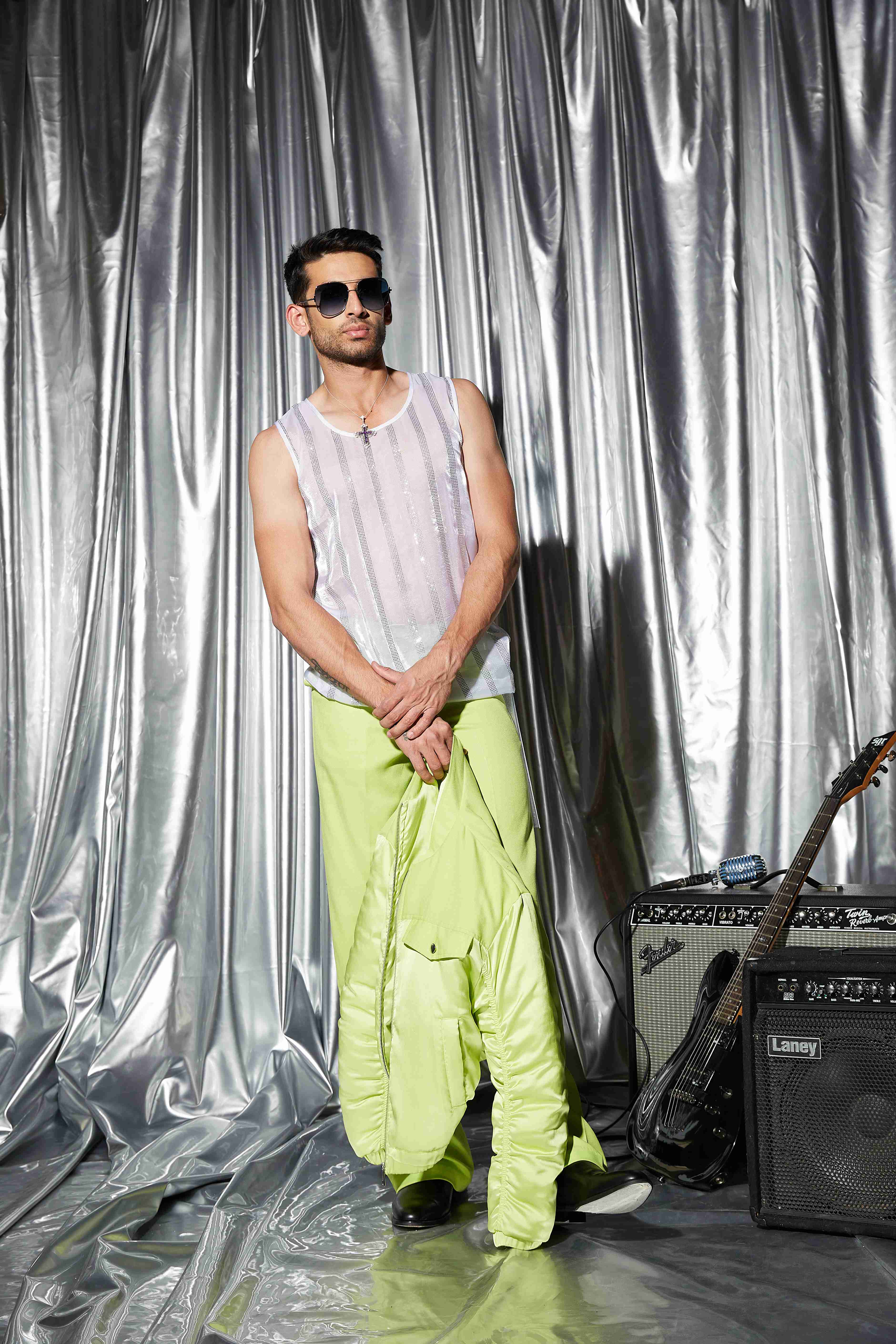 Beat it' Rhinestones Sheer Tank for Men