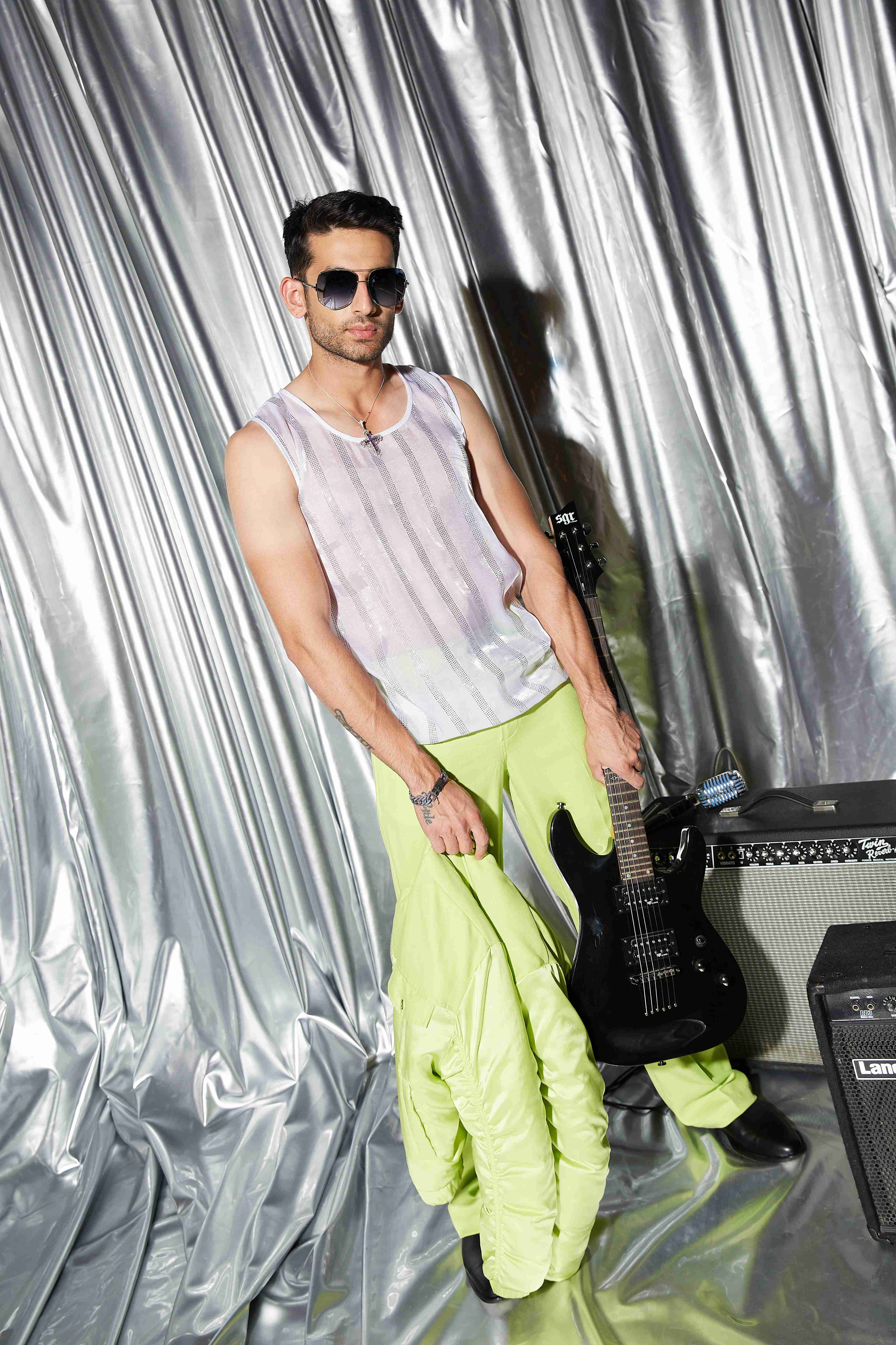 Beat it' Rhinestones Sheer Tank for Men