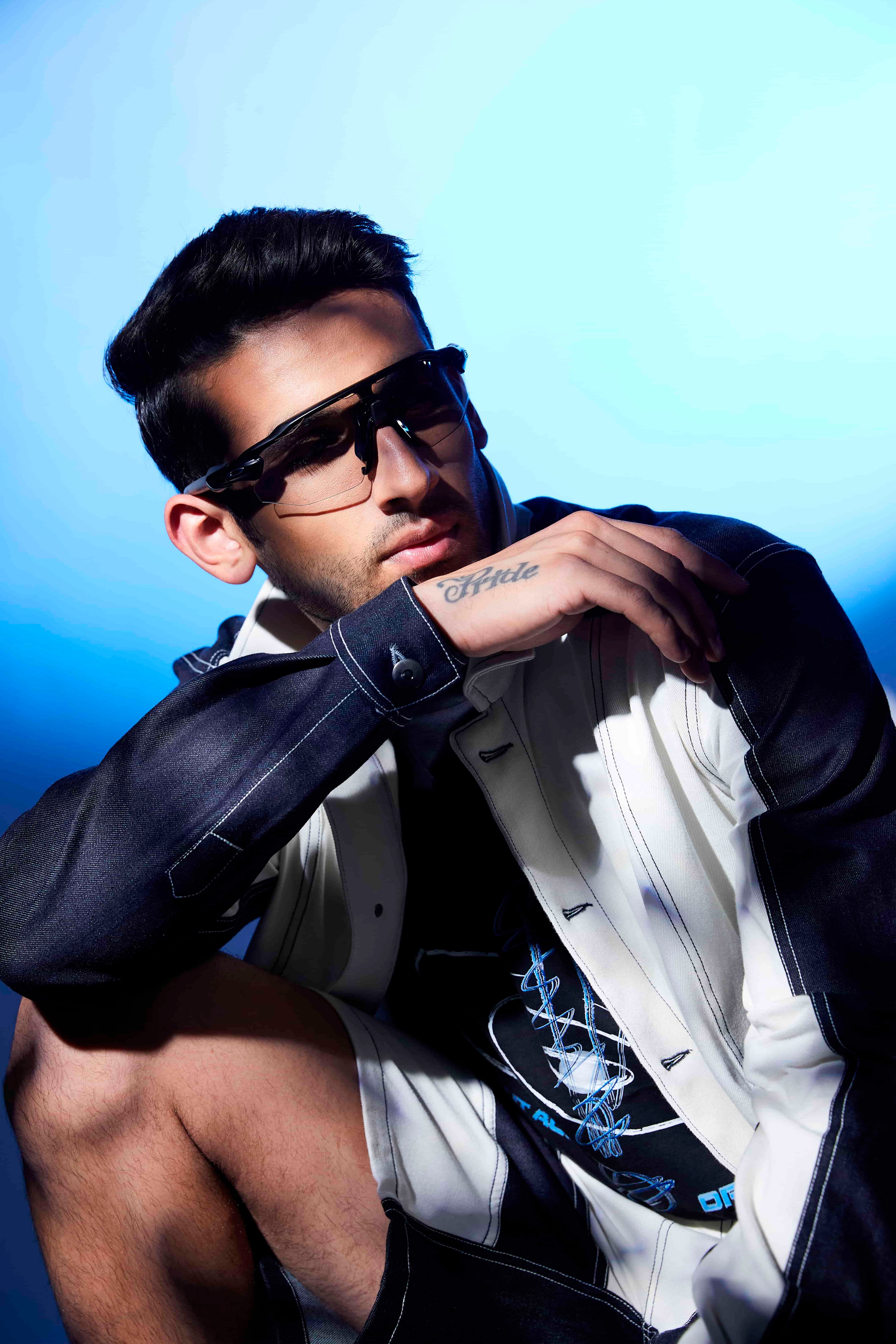 Two-tone Denim Shorts