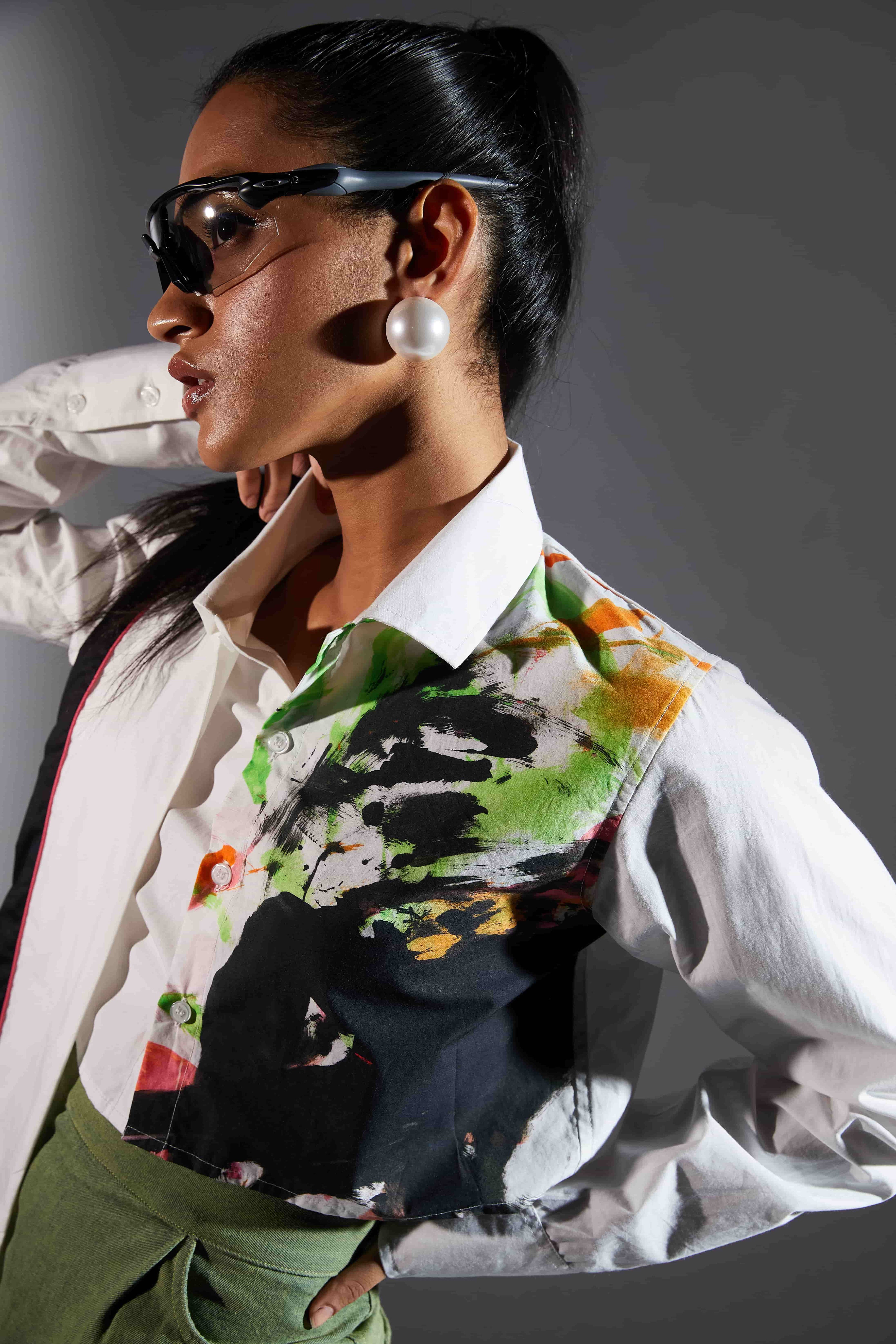 Brush Stroke Crop Shirt