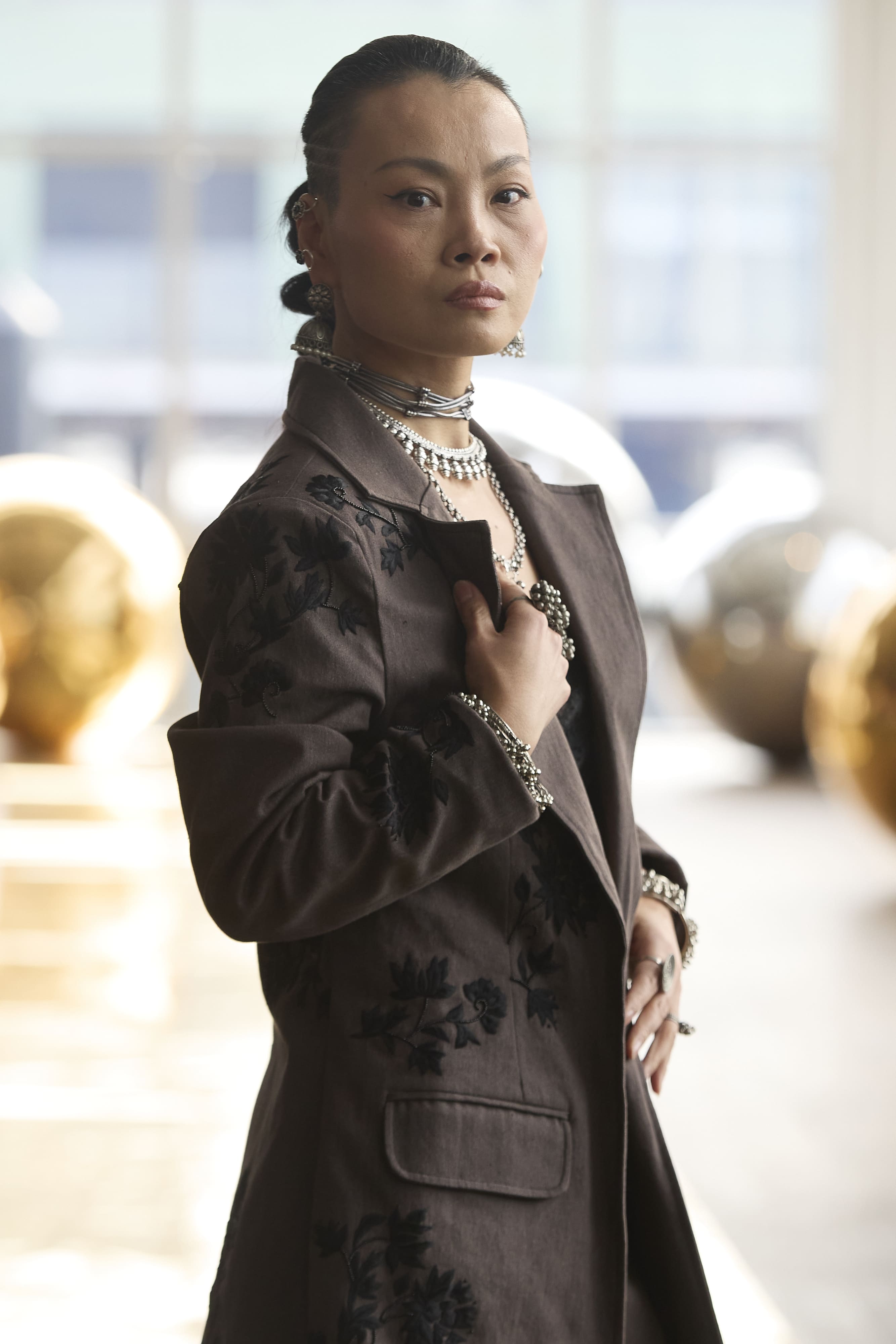 Embroidered Denim Blazer