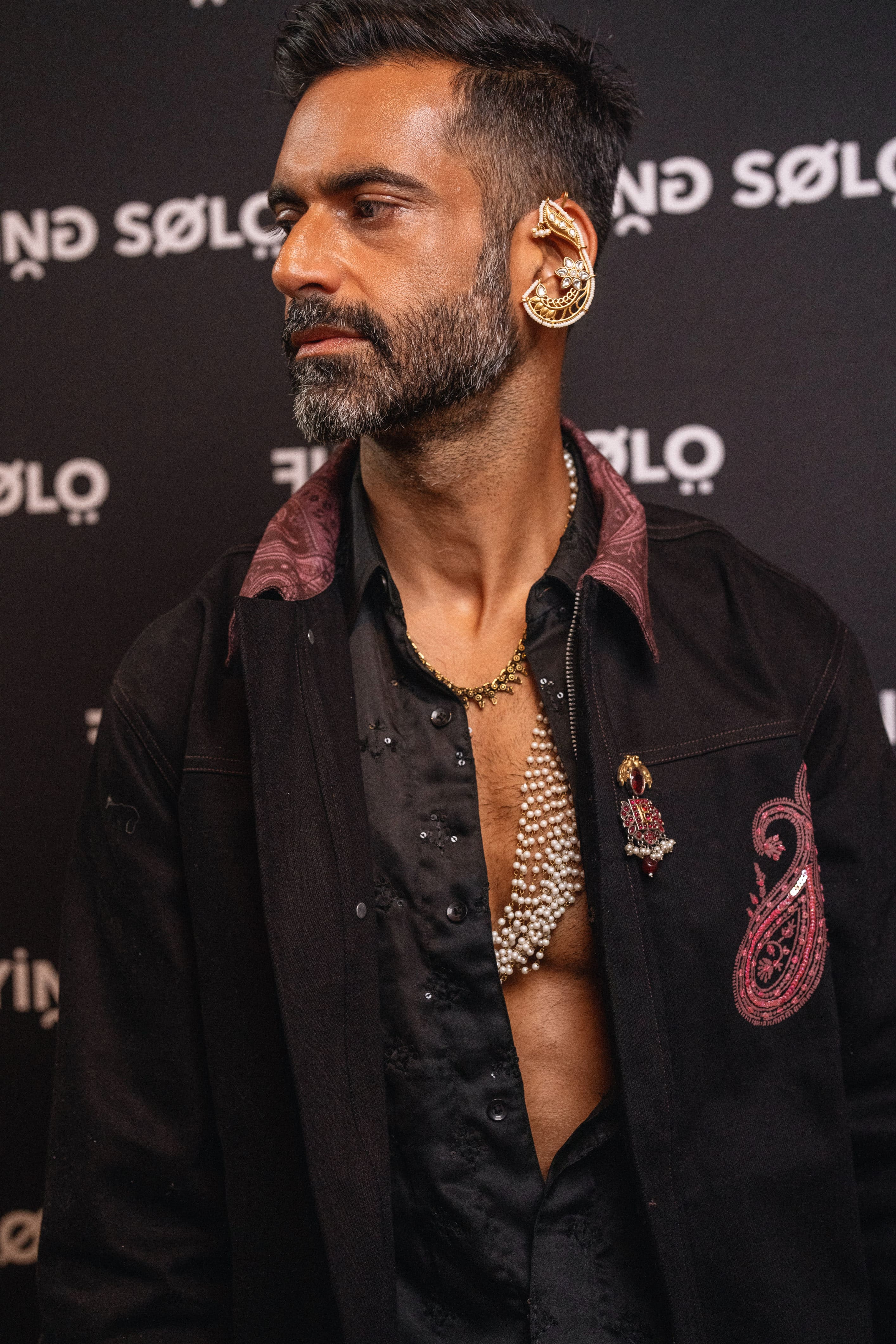 Black All-Over Embroidered Shirt